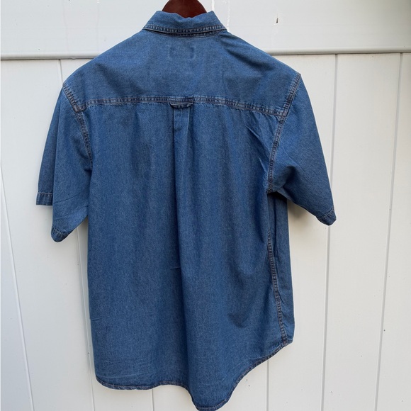 Denim Blue Casual Button-Down Shirt 100% Cotton - Picture 4 of 11